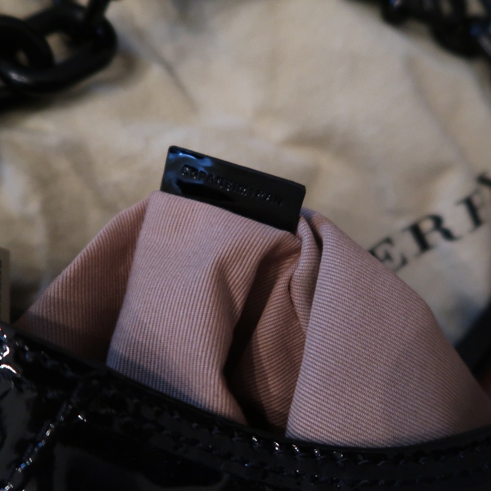 Burberry Black Leather Chain Hobo Bag